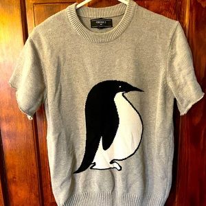 Penguin sweater with cropped sleeves